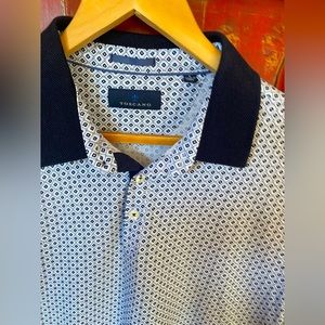 Toscano blue/white golf shirt size L